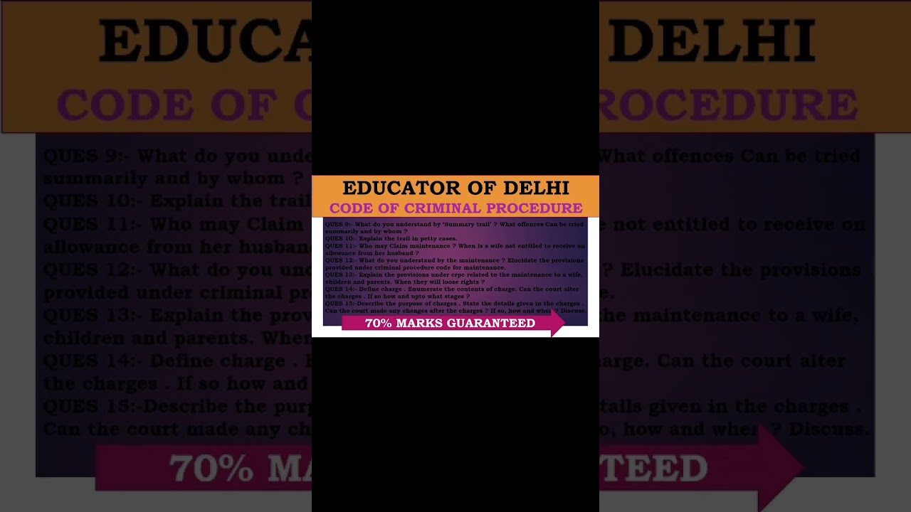 Code of Criminal Procedure Important Questions ll