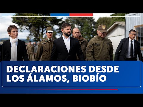 Presidente Gabriel Boric entrega declaraciones desde Los Álamos, Región del Biobío