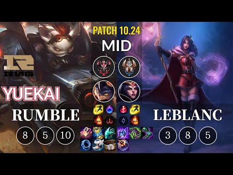 RNG yuekai Rumble vs LeBlanc Mid - KR Patch 10.24