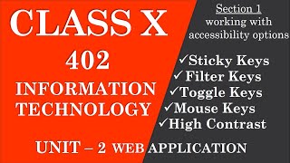 Accessibility options | Sticky keys | Toggle Keys | Filter Keys | Display tab | Mouse tab | Class X