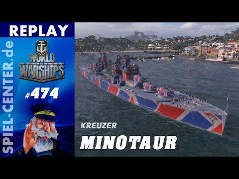 World of Warships Replay #474: Minotaur [ mal ganz defensiv Caps verteidigen ]