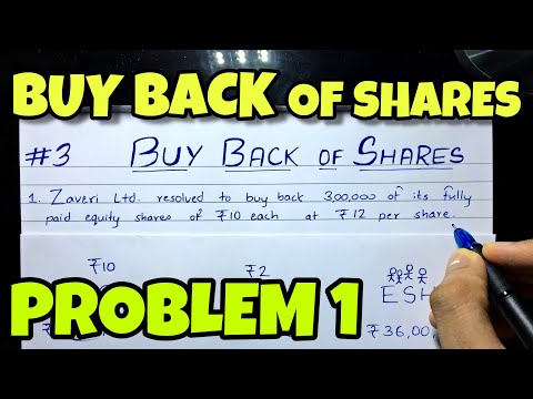 #3 Buy Back of Shares - Problem 1 - B.COM / CMA / CA INTER - By Saheb Academy