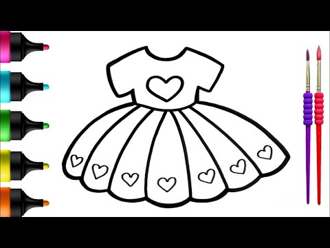 Let's Draw and Color a Beautiful Dress for Kids and Toddlers