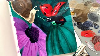🎨 Sketchbook Painting 🌸🐌🐞✍️ Doodle / Sketch / Paint