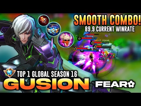 No.1 Supreme Gusion Fast & Smooth Dagger Kills with Tank Build! [ Top 1 Global Gusion S16 ] Fear ✓