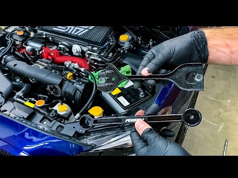 Subaru STI Perrin Battery Tie Down Install