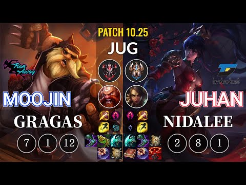 RNW Moojin Gragas vs DYN Juhan Nidalee Jungle - KR Patch 10.25