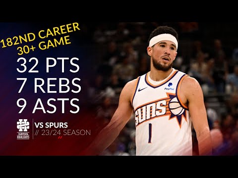 Devin Booker 32 pts 7 rebs 9 asts vs Spurs 23/24 season