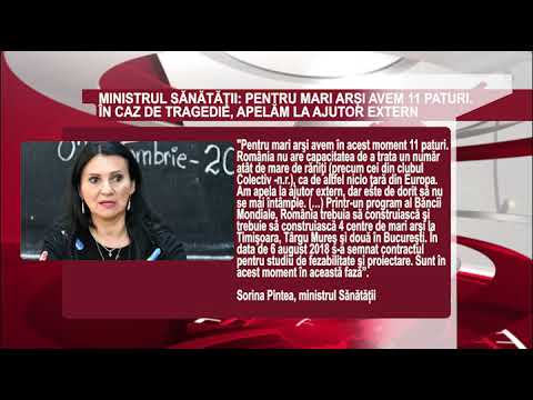 DECLARATIA ZILEI 29 Octombrie - Pintea: Avem 11 paturi pentru mari arși