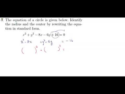 Rewriting the equation of the circle in standard form.