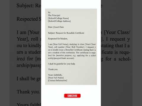 Formal Bonafide Certificate Request Letter for Students