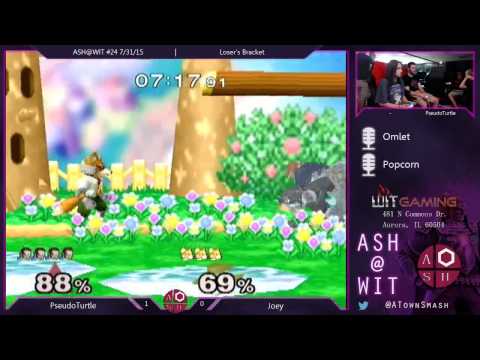 TW | PseudoTurtle (Ganon) vs. Joey (Marth, Fox) - Melee Loser's Bracket ASH@WIT #24 7/31/15
