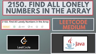 YouTube video 'Leetcode | 2150. Find All Lonely Numbers in the Array | Medium | Java Solution'