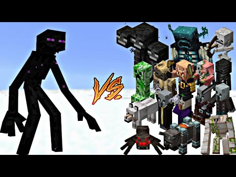 Minecraft Mutant Enderman vs All Mobs Battle||Minecraft Battle||