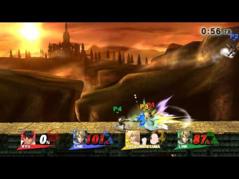 Super Smash Bros Wii U Online Battle Ryu vs. Link vs. Rosalina & Luma vs. Link