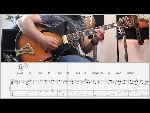 The Theme Kenny Burrell Rhythm Changes Solo, with Tablature Transcription for Guitar