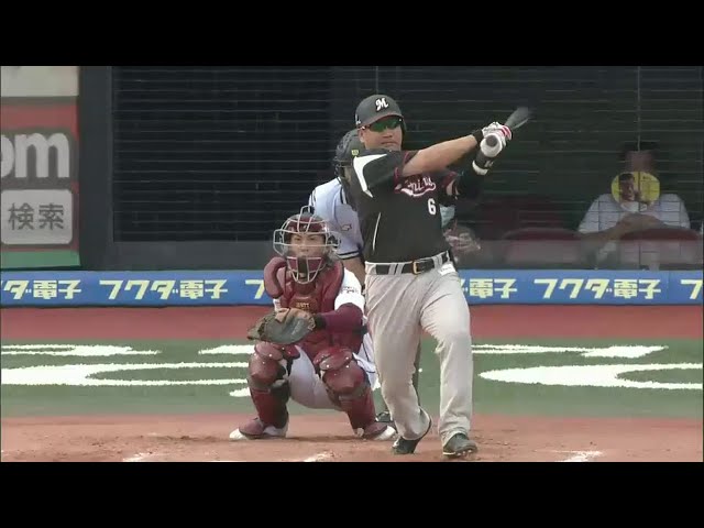 7回表 マリーンズ・井口がタイムリー安打を放ち貴重な追加点!! 1HR含む2安打3打点の活躍!! 2014/7/12 E-M