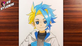 How to Draw X Koruso From Beyblade X Anime | Color Pencil Anime Art