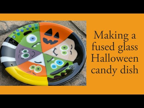 Fused glass Halloween candy dish.