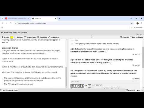 ACCA FM | Gamgee Co | Past Paper Question | March/June 2024 | ACCA Practice Platform- Tushita Gupta