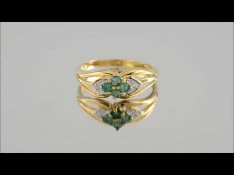9ct Gold Diamond And Emerald Heart Ring - D7610