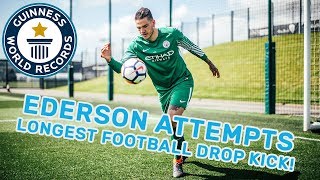 Ederson Moraes: Longest football drop kick - Guinness World Records