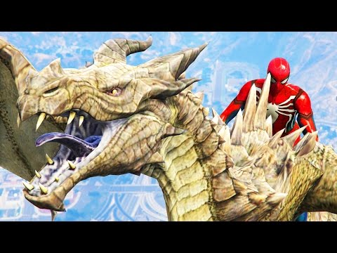 SPIDERMAN RIDING DRAGON - DRAGON INVASION | DRAGON V MOD !! Video