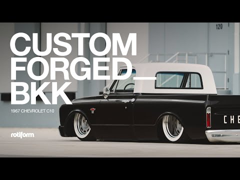Rotiform BKK 2pc Forged / Matte Silver Polished Lip / 20x9 20x12 / 1967 Chevrolet C10 | 4K