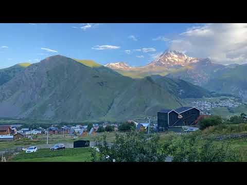 Gergeti Trinity Church in the Morning from Stepantsminda