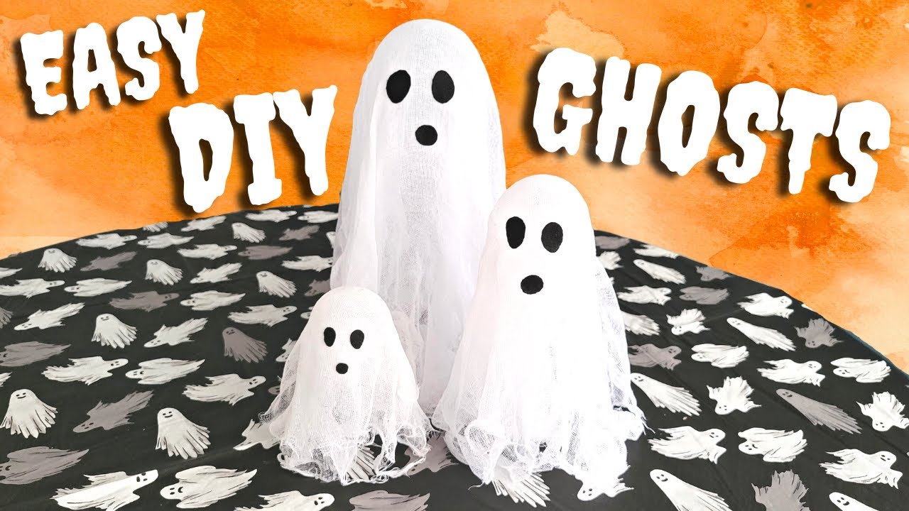 How to Make Floating Ghosts / DIY Ghost Decoration Tutorial / Easy & Cheap Homemade Halloween Decor