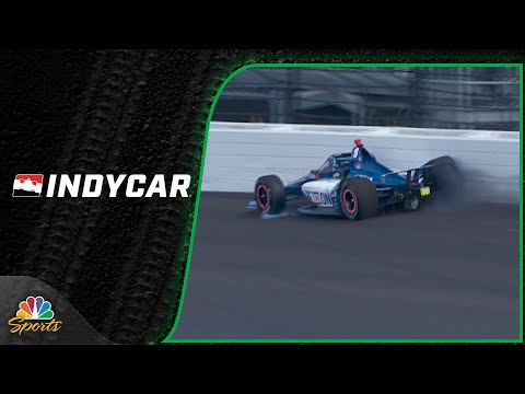 Linus Lundqvist slaps the wall after aggressive move during 2024 Indy 500 | Motorsports on NBC