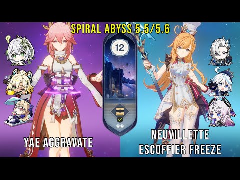 C0 Yae Aggravate and C0 Escoffier Neuvillette Freeze | Genshin Impact Abyss 5.5 Floor 12 9 Stars