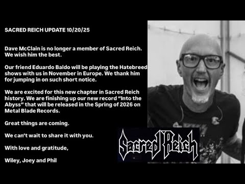 Sacred Reich announce drummer Dave McClain has left the band + new album update!