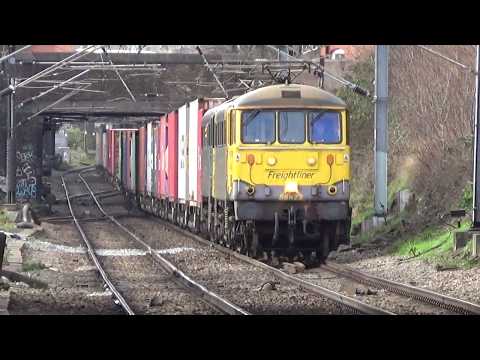 Freightliner 86622 and 86610 Container Train passing Hackney Central