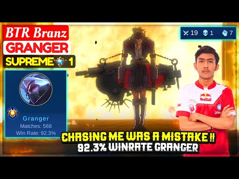Chasing Me Was A Mistake !! 92.3% WInrate Granger [ Supreme 1 Granger ] BTR Branz - Mobile Legends