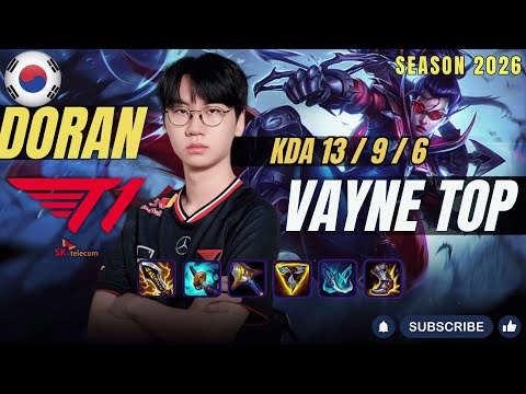 T1 Doran VAYNE TOP vs K'SANTE - Patch 26.1 KR Ranked | lolrec