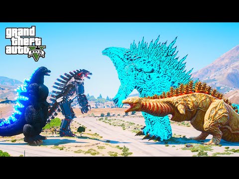 GTA 5 Mods | Heisei Godzilla & Mechagodzilla vs Godzilla Titan & Shin Godzilla 2nd
