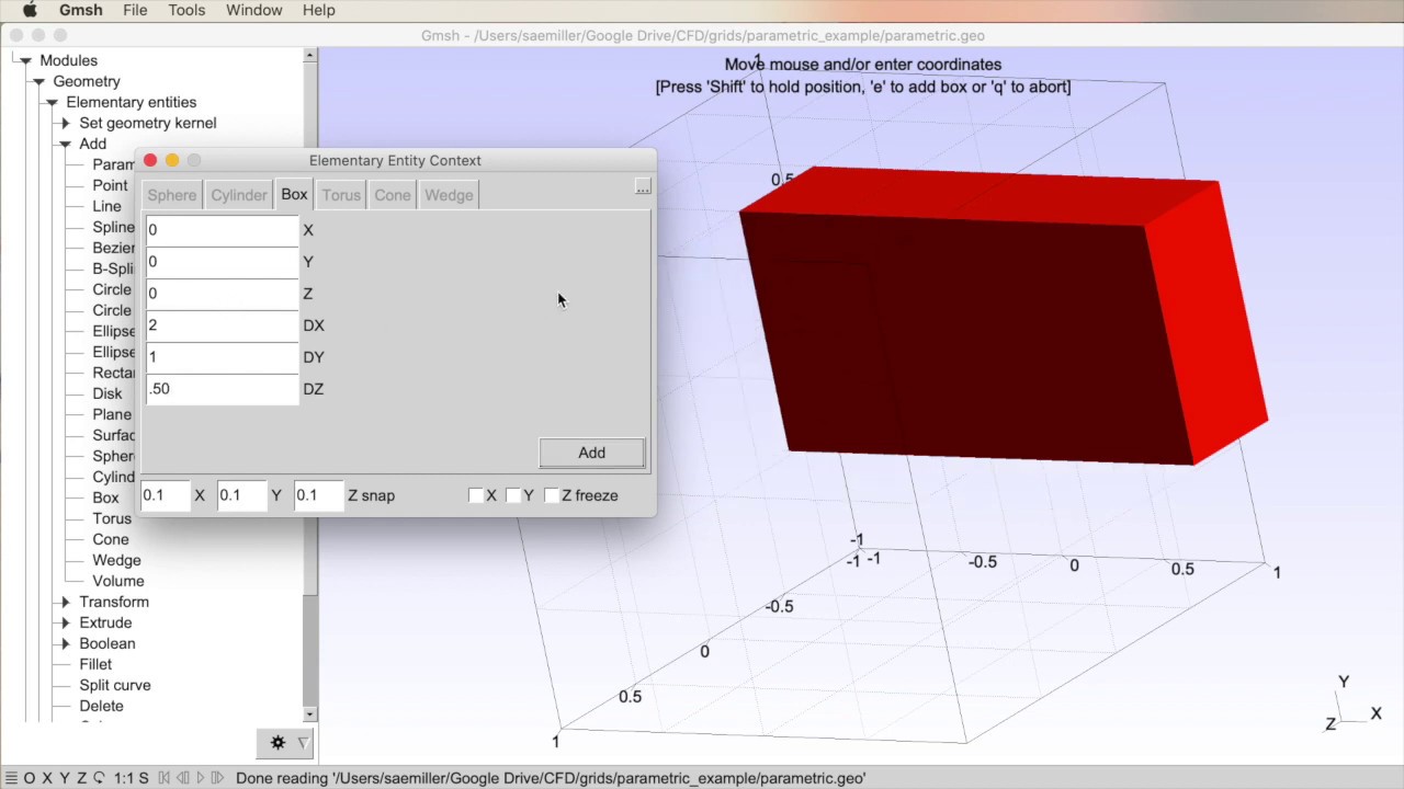 Grid Generation - GMSH - 3 - Parametric Modeling