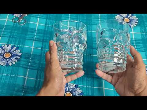 Transparent glass designer skull beer mug 250 ml