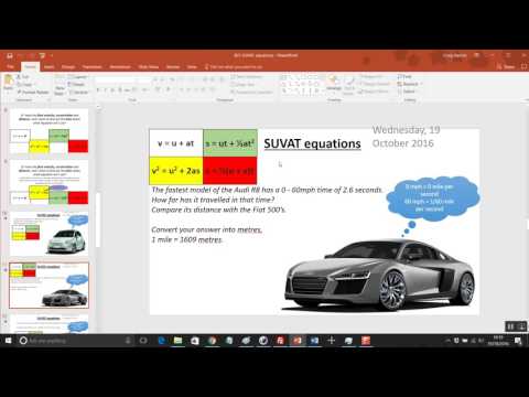 SUVAT Equations - TES Maths ROTW 9 (2016/17)