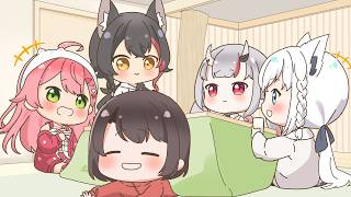 【手描き】年越しにミオしゃ宅に集まるあやふぶみとみこスバ【さくらみこ / 大神ミオ/大空スバル / 百鬼あやめ/ 白上フブキ / ホロライブ 切り抜き / ホロライブ】