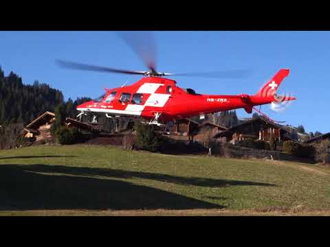 REGA Helikopter HB-ZRX am Spital Zweisimmen