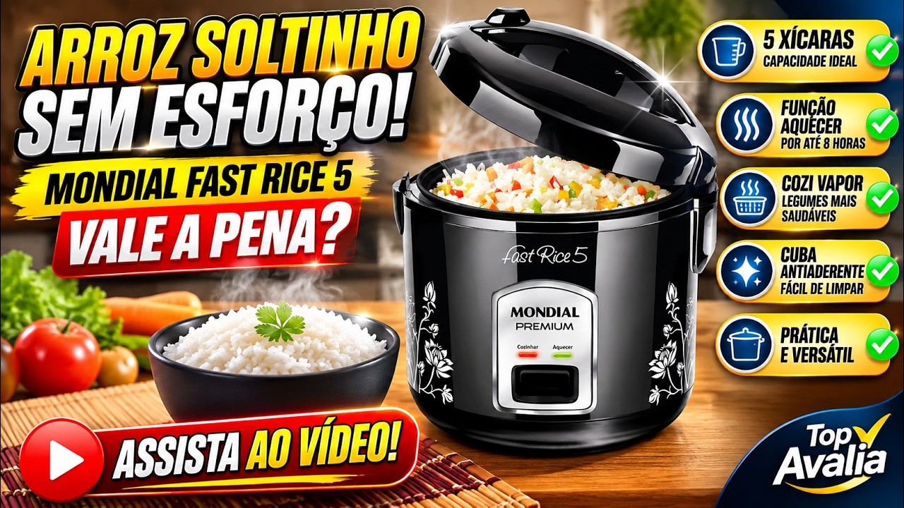 Miniatura da avaliação em vídeo de Panela de Arroz Elétrica Mondial Bianca Rice NPE-05-5X Branca 400W