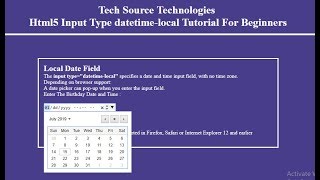 Html5 Input Type datetime-local | Input type =&quot;datetime-local&quot; | Html5 Input types