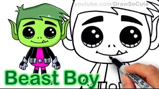 How to Draw Beast Boy from Teen Titans Go Cute step by step