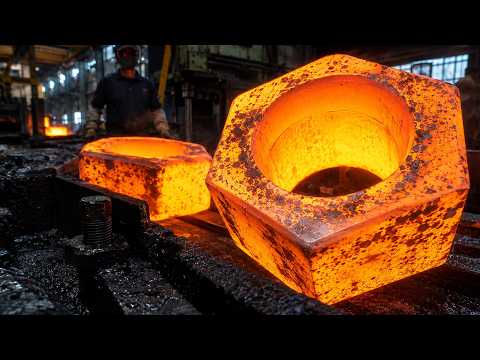 The Process of Making the Largest Hex Nut and Bolt Ever Created by Humans. Korean Metal Factory