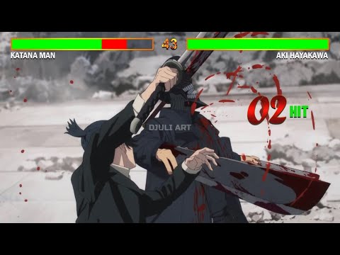 Katana Man VS Aki Hayakawa With Healthbars | Chainsaw Man