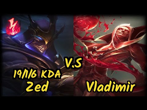 VGIA Milica (ZED) vs VLADIMIR - 19/1/6 KDA MID GAMEPLAY - EUW Ranked DIAMOND
