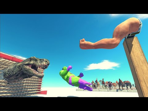 Escape from Giant Punch! Flying Goro Variant into The T-REX Head - Animal Revolt Battle Simulator