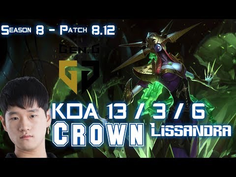GEN Crown LISSANDRA vs LEBLANC Mid - Patch 8.12 KR Ranked